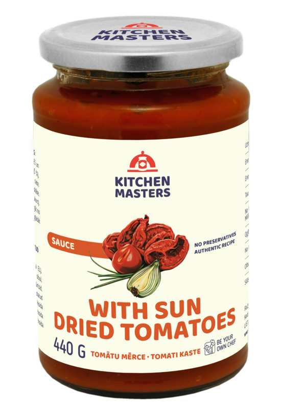 Tomātu mērce KITCHEN MASTERS, ar saulē kaltētiem tomātiem, 440g