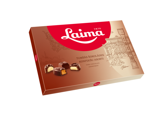 Tumšās šokolādes konfektes LAIMA, asorti, 215g