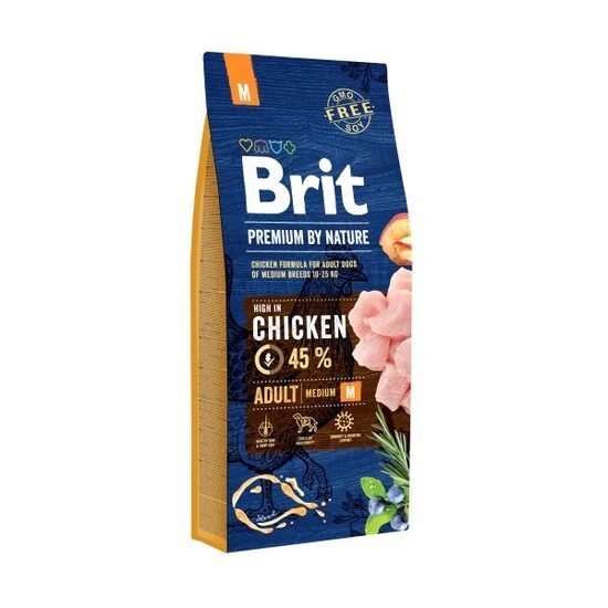 Sausā barība suņiem BRIT Premuim By Nature Adult M, 15kg
