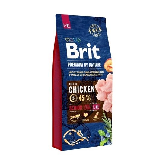 Sausā barība suņiem BRIT Premuim By Nature Senior L/XL, 15kg