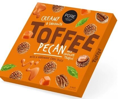 TOFFEE (Piena šok. trifeles ar īrisa krēma pildījumu un pekanriekstu dekoru),PURE CHOCOLATE 153g