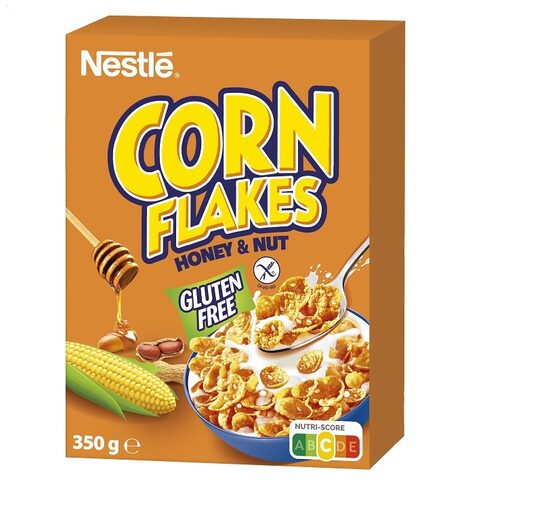 Sausās brokastis NESTLE Corn Flakes medus Gluten Free, 350g