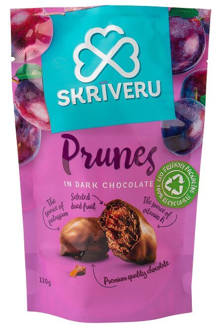 SKRĪVERU Plūmes tumšajā šokolādē 110g