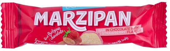 SKRĪVERU Marcipāna batoniņš šokolādē ar zemeņu garšu 40g