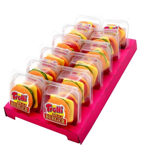 Košļājamās konfektes burgers TROLLI, 50g