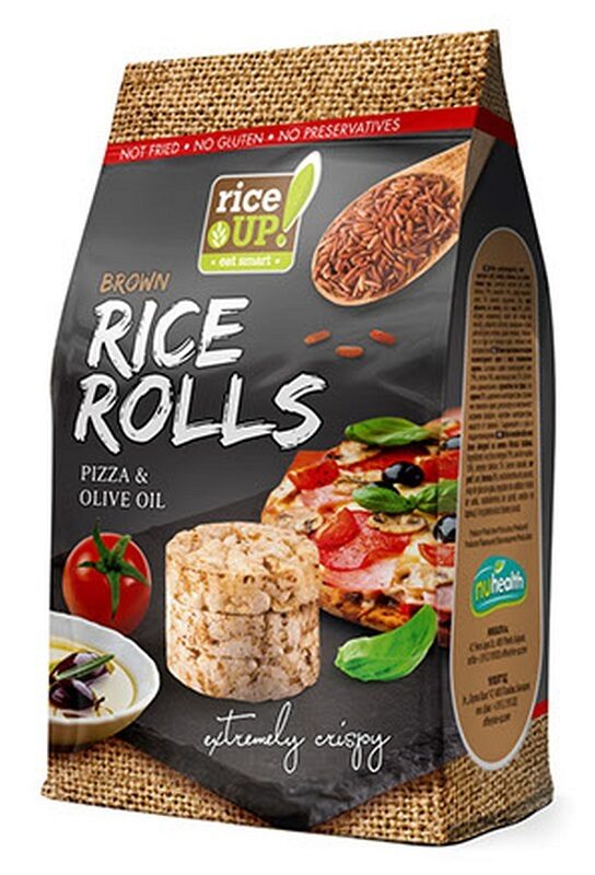 Brūno rīsu galetes Mini RICE UP čipsi ar picas garšvielām un olīveļļu, 50g