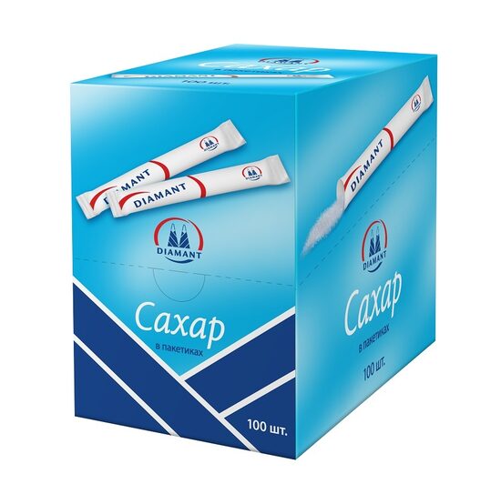 Baltais cukurs nūjiņās DIAMANT, 5gx100gab