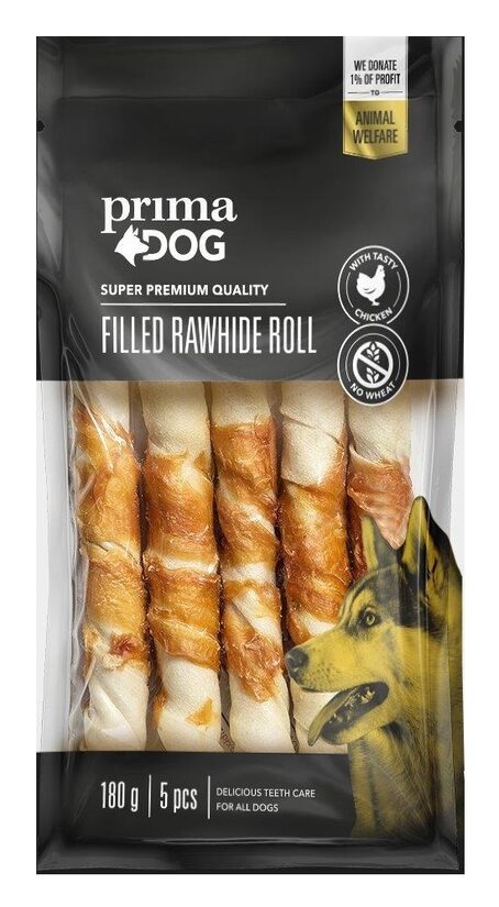 Rullītis ar vistas gaļu 13 cm PRIMA DOG, 5gab, 180g