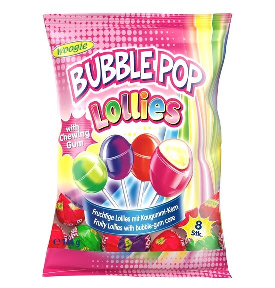 Karameles ar košļājamo gumiju WOOGIE Bubble Pop, 144g