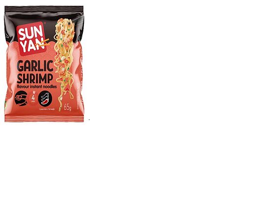 Ātri pagatavojamās nūdeles SUN YAN ķiploku garneļu garša, 65g