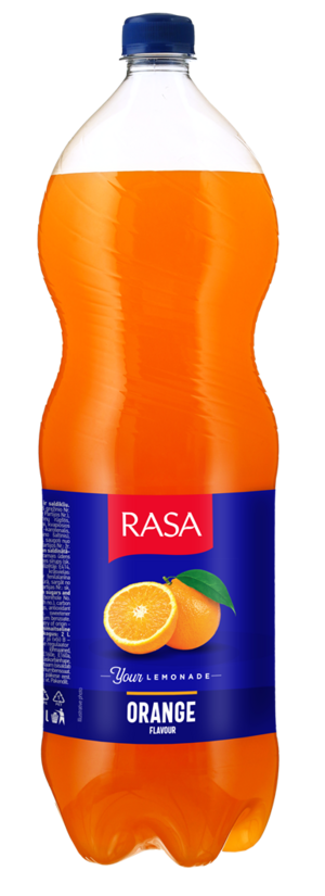 Gāzēts atspirdzinošs dzēriens RASA ar apelsīnu garšu, ar cukuriem un saldinātāju, PET, 2l (DEP)