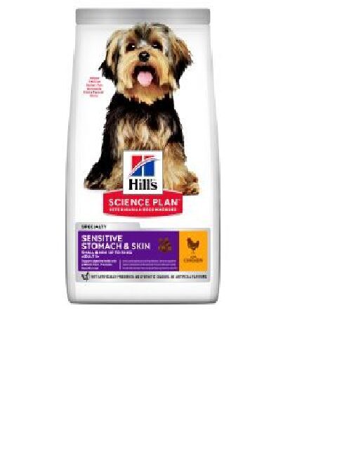 Sausā barība pieaugušiem suņiem HILL'S Science Plan Canine, jūtīgam kuņģim un ādai, ar vistu, 1.5kg