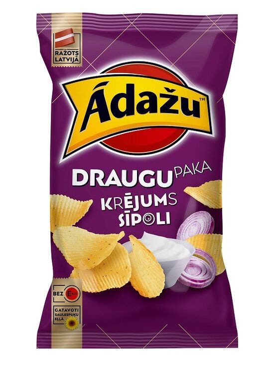 Čipsi ĀDAŽU Krējuma Sīpolu, Draugu paka, 180g