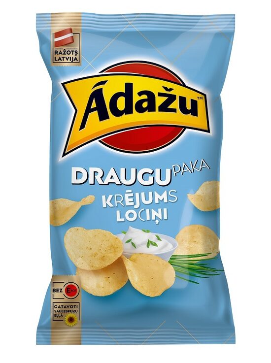 Čipsi ĀDAŽU Krējums un lociņi, Draugu paka, 180g