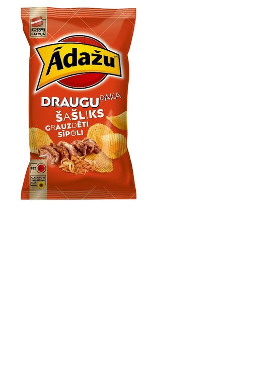 Čipsi ĀDAŽU Šašliks un grauzdēti sīpoli, Draugu paka, 180g