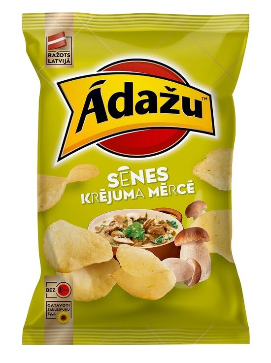 Čipsi ĀDAŽU Sēnes krējuma mērcē, 130g