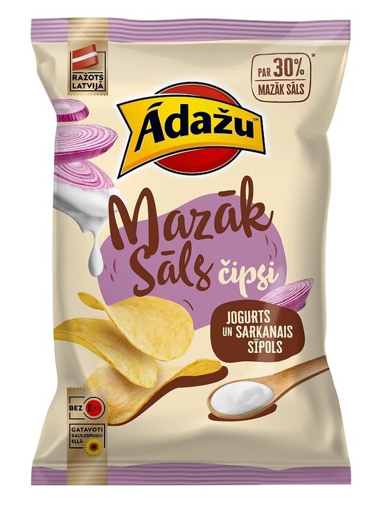 Čipsi ĀDAŽU Jogurts un sarkanais sīpols, 130g