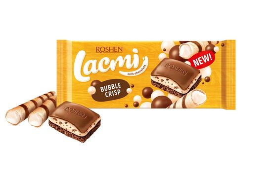 Piena šokolāde porainā ROSHEN Lacmi Fun&Crispy, 85g