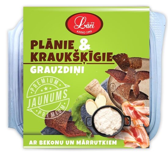 Grauzdiņi LĀČI, plānie un kraukšķīgie, ar bekona garšu, 100g