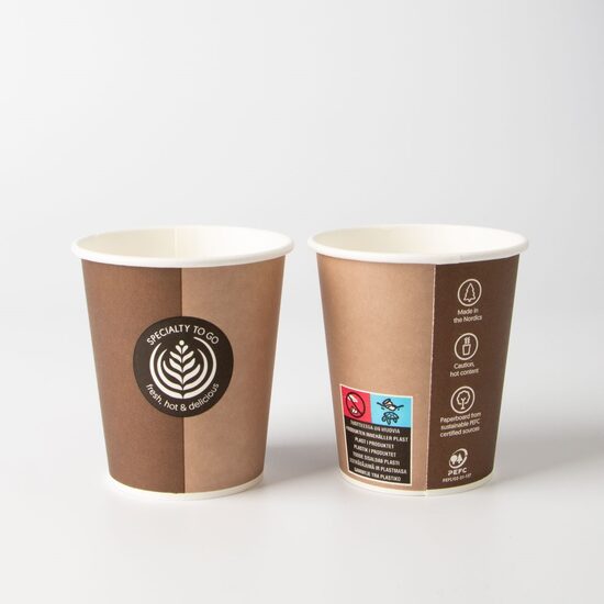 Glāzes 250ml ar apdr. "Coffee to Go", D 80mm, kartona, 0.48kg, 80gab