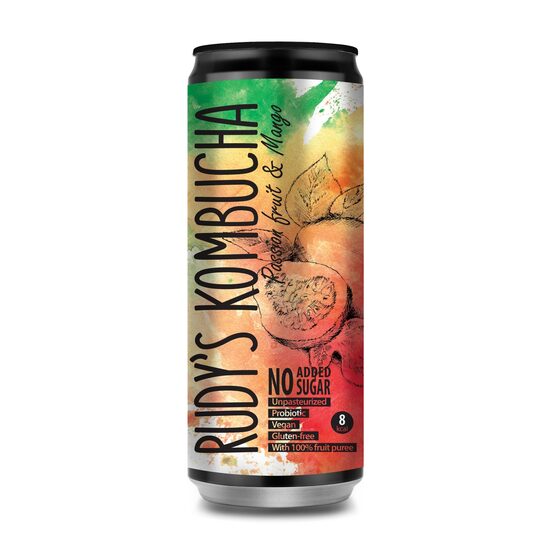 Tējas dzēriens RUDY'S Kombucha Mango&Passion Fruit, bundžā, 0.33l (DEP)
