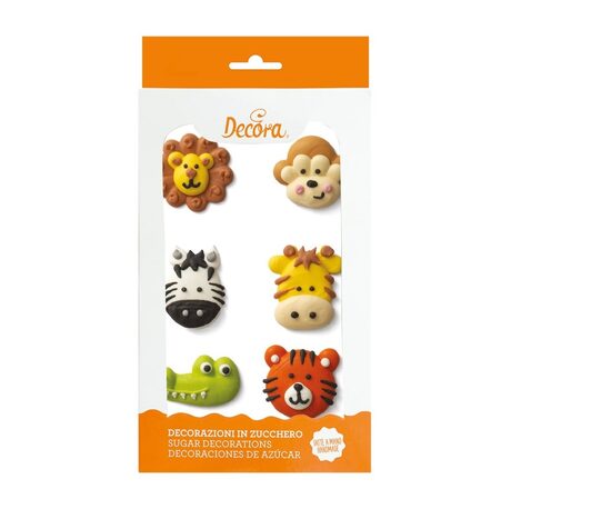 Pārtikas cukura dekors DECORA Jungle Animals, 6gab