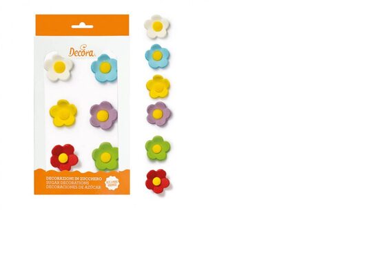 Pārtikas cukura dekors DECORA Big Flowers, krāsainas, 6gab