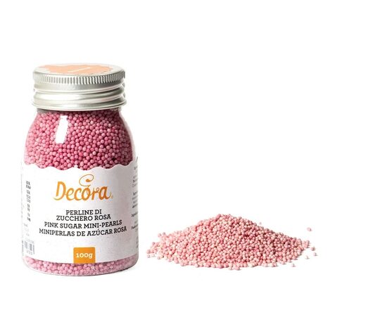 Pārtikas cukura pērles DECORA Mini, rozā, 100g