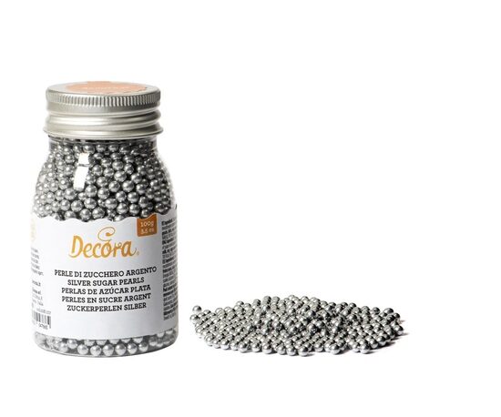 Pārtikas cukura pērles DECORA, sudraba, 100g