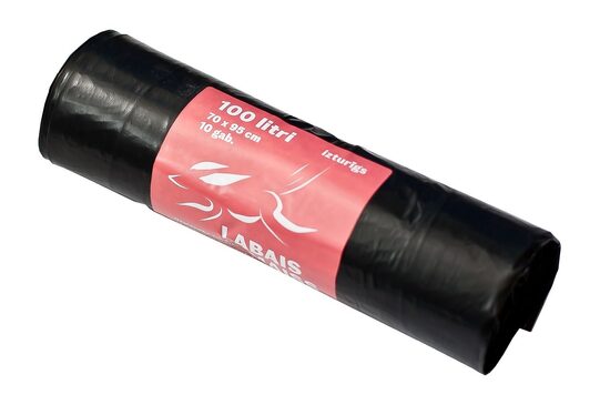 Atkritumu maisi LABAIS MAISS LDPE, 100l, melni, 70x95cm, 33mk, 10gab