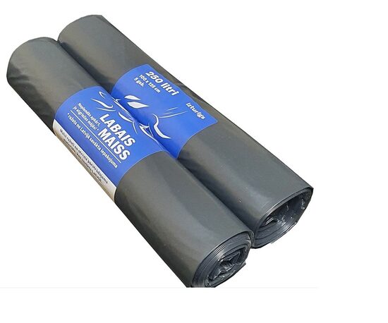 Atkritumu maisi LABAIS MAISS LDPE, 250l, melni, 100x125cm, 40mk, 5gab