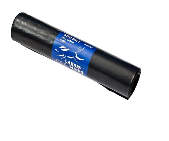 Atkritumu maisi LABAIS MAISS LDPE, 350l, melni, 120x140cm, 50mk, 5gab