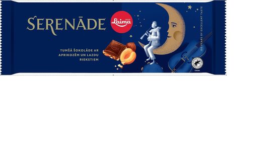 Tumšā šokolāde LAIMA Serenāde ar aprikozēm un lazdu riekstiem, 190g
