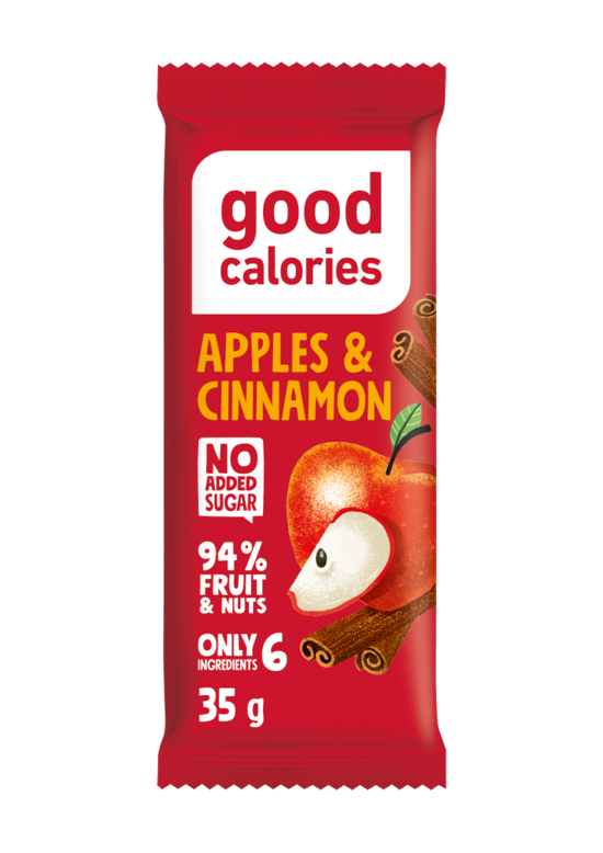 "Energy" dateļu batoniņš ar kaltētiem āboliem, Indijas riekstiem un kanēli GOOD CALORIES, 35g