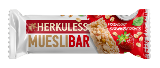 Musli batoniņš HERKULESS ar zemenēm un jogurtu, 25g