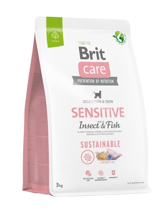 Sausā barība suņiem BRIT CARE SS Sensitive, ar zivi un kukaiņiem, 3kg