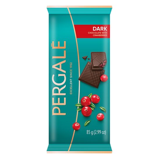 Tumšā šokolāde PERGALE ar dzērvenēm, 85g