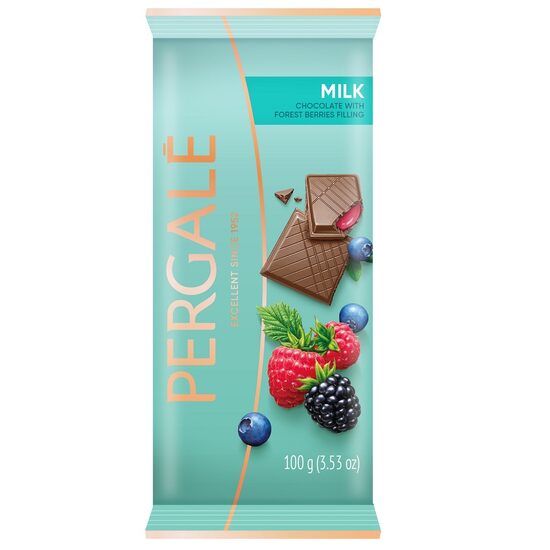 Piena šokolāde PERGALE, ar meža ogu pildījumu, 100g