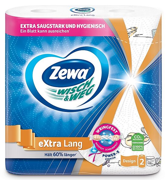 Papīra dvieļi ZEWA Tad Design, 2 slāņi, 17.5 metri, 72 loksnes, 2 ruļļi