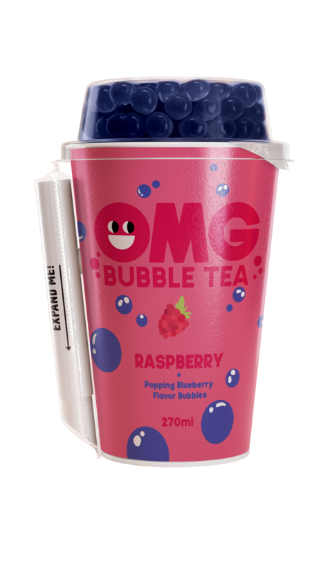 Tējas dzēriens OMG, Hibiskus aveņu garša ar melleņu bumbiņām, 0.27l