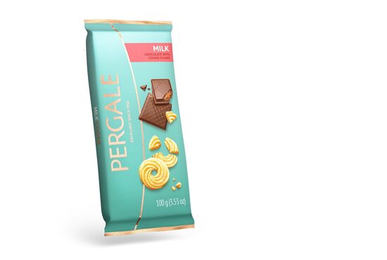 Piena šokolāde PERGALE ar cepumu pildījumu, 100g