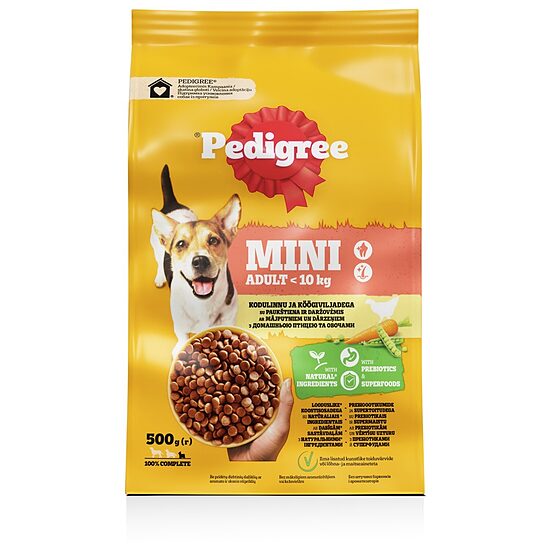Sausā barība pieaugušiem suņiem Pedigree ar mājputniem un dārzeņiem, 500g