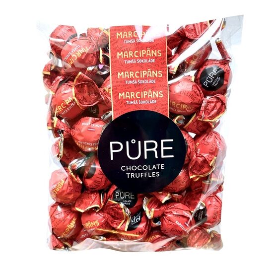 Šokolādes trifeles ar marcipāna krēma pildījumu 500g, PURE