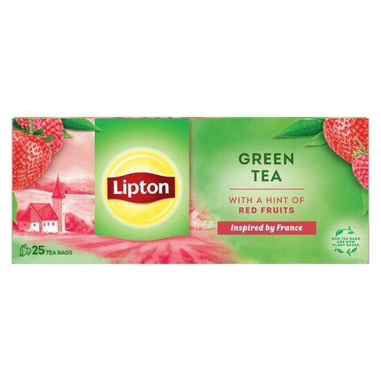 Zaļā tēja LIPTON ar avenēm un zemenēm, 25gab