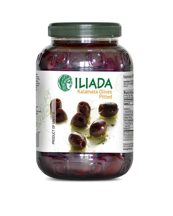 Olīvas Kalamata, bez kauliņiem ILIADA, PET, 1.45kg/800g