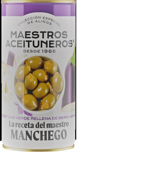 Zaļās olīvas MAESTROS ACEITUNEROS Sevillian, pildītas ar baklažānu, 350g/150g