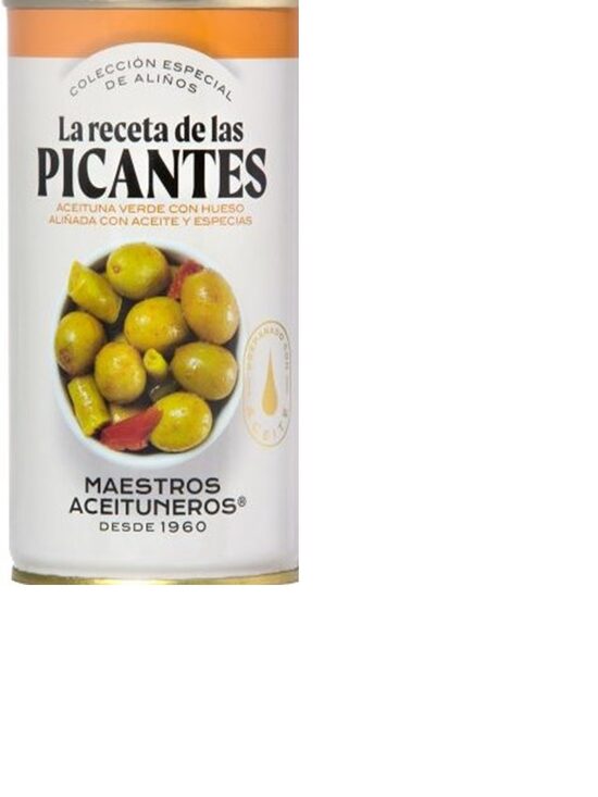 Zaļās olīvas MAESTROS ACEITUNEROS, ar eļļu un zaļajiem pipariem, 350g/185g