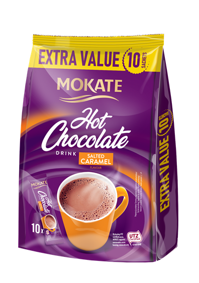 Šokolādes dzēriens MOKATE SALTED CARAMEL maisiņā 18g x 10gb.