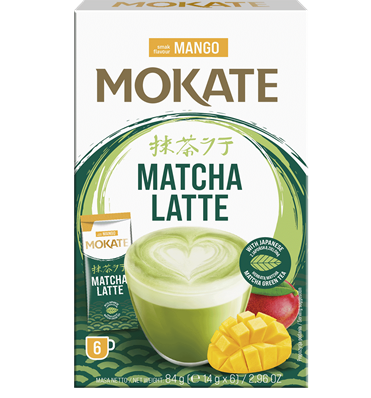Šķistošais dzēriens MOKATE Latte Matcha Mango 14gx6gb