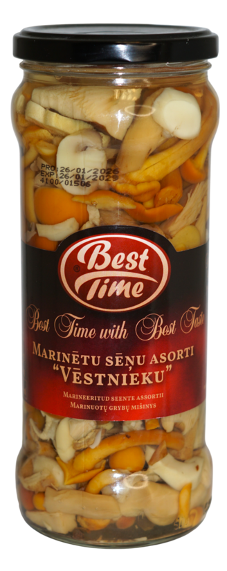 Sēnes marinētas BEST TIME Vēstnieku, asorti, 530g/315g